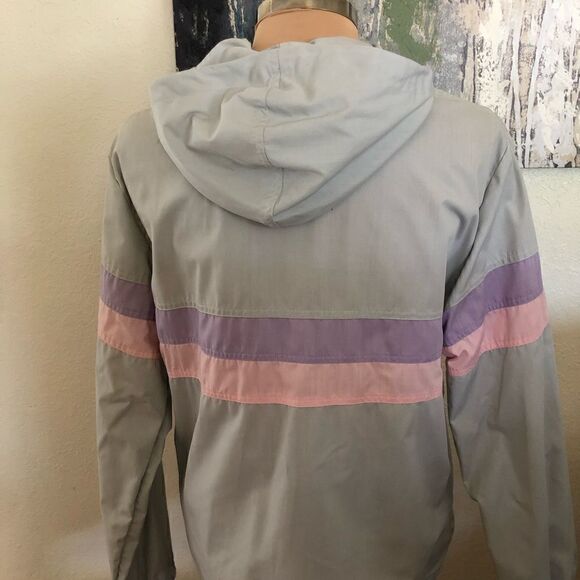 Vintage Hobie Windbreaker Jacket Striped Surfing Hooded 80s R3 - Picture 2 of 10